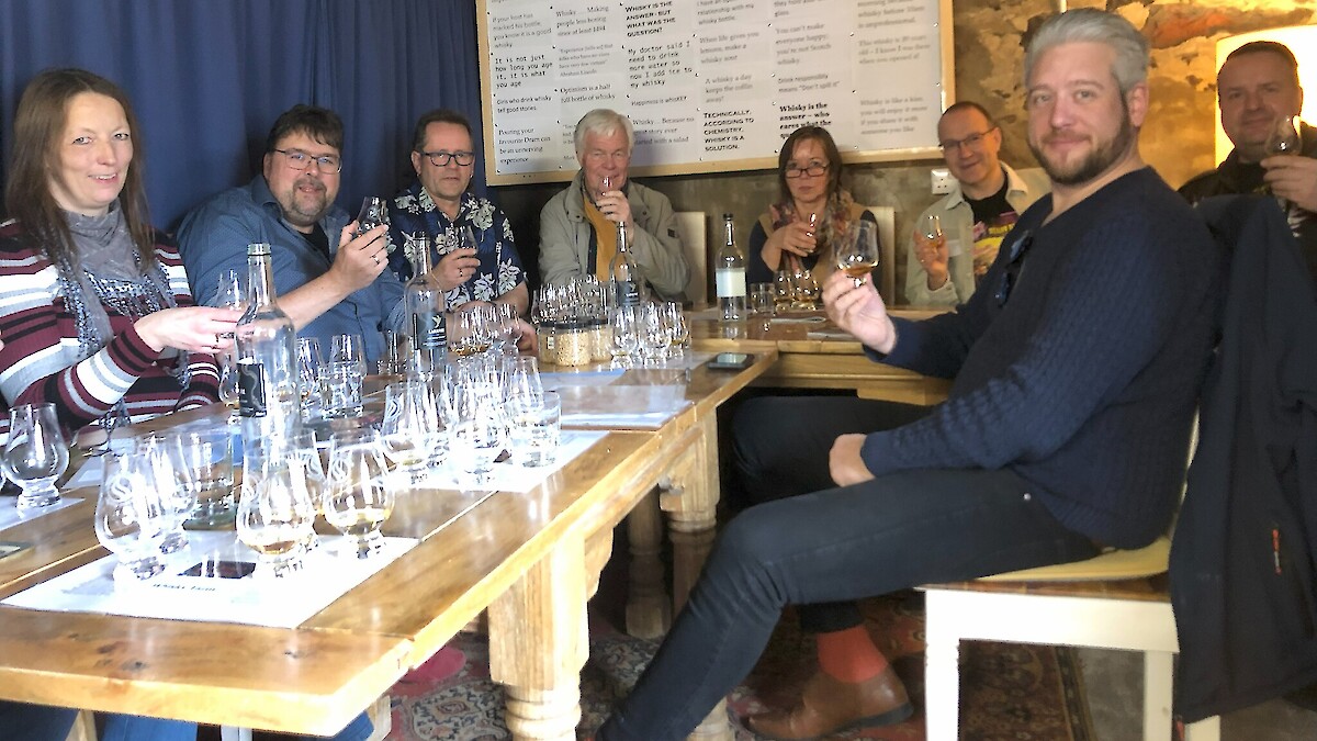 Guests enjoy a tutored whisky tasting in the Dram Room with The Dram Queen with the Dram Queen